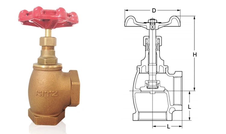 Wholesale Japan Kitz Class 150 Cast Ca DN15 DN20 DN25 Bronze Globe Valve Angle Valve