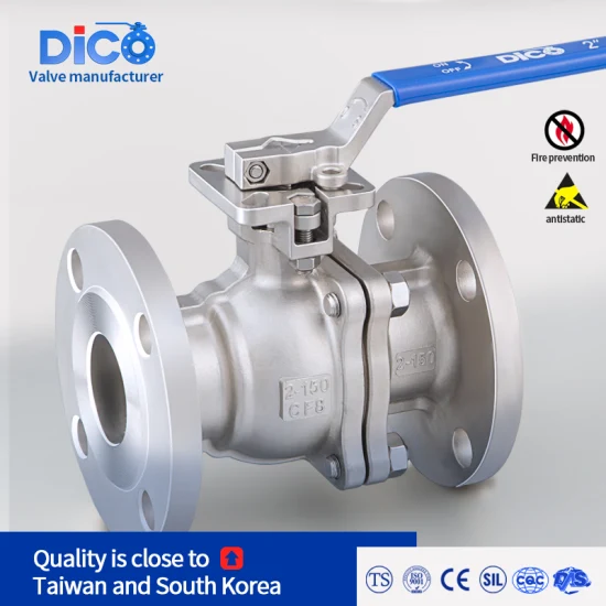 Dico CE ANSI 150-300lb Wcb/CF8/CF3m(기호 장착 패드 포함) 플랜지가 있는 2피스 플로팅 볼 밸브